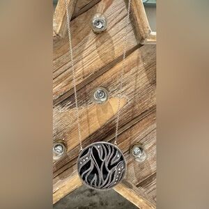 Art Deco Sterling Silver Marcasite & Onyx Necklace